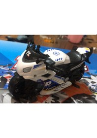 Resim Oyuncak Sürtmeli Polis Motorsikleti 15 Cm Beyaz Model Motorsiklet 