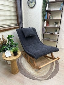 Resim Asedia Miskin Naturel Teddy Antrasit Sallanan Sandalye Dinlenme Koltuğu 