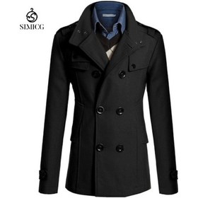 Resim Erkek İnce Orta Boy Trençkot Siyah 