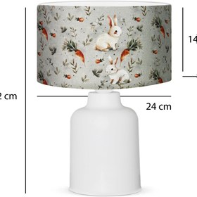 Resim Tavşan Figürlü Kumaş Baskılı Çocuk Odası Abajur Lamba | ByLamp 