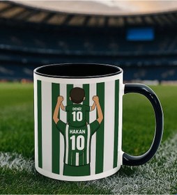 Resim Bk Gift Kişiye Özel Baba&çocuk Yeşil-beyaz Forma Tasarımlı Siyah Kupa Bardak, Arkadaşa Hediye, Sevgiliye Hediye, Taraftar Hediyesi Kobitmeyencom34741 