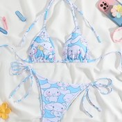 Resim Sanrio Sevimli Karikatür Kız Çocukları İçin Küçük Göğü Toplayan Plaj Tatili Stili 2'li Set 