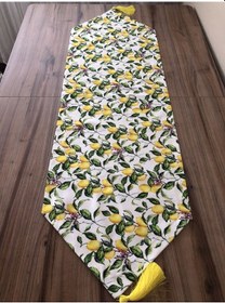 Resim Yeşil Yapraklar Arasında Limon Desenli Runner Çok Renkli 