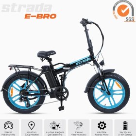 Resim Stradacycles Strada Cycles E-Bro Hidrolik Disk Fat Bike Katlanabilir 20 Jant Elektrikli Bisiklet 