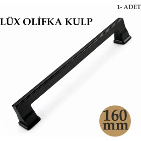 Resim Badem10 Lüx Olifka Mat Siyah Çekmece Kulp 160 mm Dolap Kapak Kulpu Modern Şık Tasarım Dayanıklı 