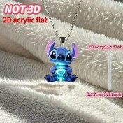 Resim 2D Düz - 1 adet Parlayan Taşlı Akrilik Kolye - Sevimli Mavi Karakter Tasarımı, 2D Düz Akrilik, DIY Takı Yapımı, Doğum Günü Partisi Hediyeleri ve Moda Aksesuarları için Mükemmel, Stitch Aksesuarları 