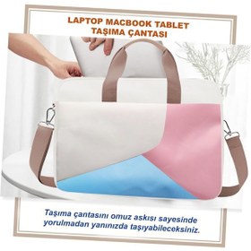 Resim Microcase Huawei Matepad Air 2025 İçin Tablet Çantası 2 Bölmeli Al4227 Krem Pembe Mavi Omuz Çantası 
