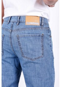 Resim HLT Jeans Erkek Yazlık Mavi Kar İnce Kumaş Regular Fit Boru Paça Esnek Likralı Jeans Hlthe001969 Mavikar 