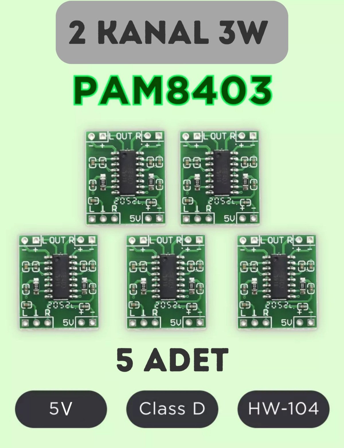 Arduino 2 Kanal 3W Mini Amfi Modülü - PAM8403 Devresi 5 adet Fiyatı ve ...