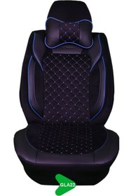 Resim K-Design GALA MODEL TAYTÜYÜ PAPYONLU KOLTUK KILIFI SİYAH-MAVİ GLA22 