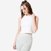 Resim Kadın Kırık Beyaz Crop Top Sporcu Atleti 520 - Fitness Hafif Antrenman 