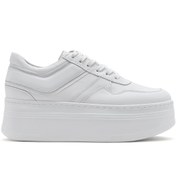 Resim Derimod Kadın Beyaz Bağcıklı Kalın Tabanlı Deri Sneaker 25SFD370718 