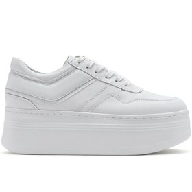 Resim Derimod Kadın Beyaz Bağcıklı Kalın Tabanlı Deri Sneaker 25SFD370718 