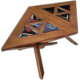 Resim Zigon-Orta Sehpa Üçgen Ahşap Kayın Ceviz Renk Üstü Cam Model El Y 