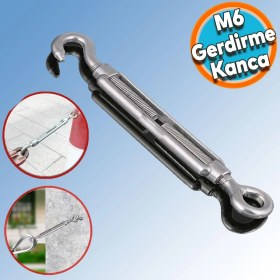 Resim Nzb Gerdirme Çelik Kanca Yük Halat Galvenizli Paslanmaz M6 