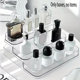 Resim Şık 3 Katlı Şeffaf Kozmetik Organizatör - Parfüm & Makyaj için İdeal, Yurtlar, Makyaj Masaları & Butikler için Mükemmel 