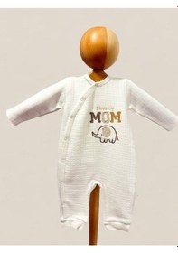 Resim Cantoy Bebek I Love My Mom Yazılı Filli Tulum-15301 Ekru 