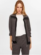 Resim Faik Sönmez Dokuma Garnili Kaşkorse Örme Kadın Eşofman Üstü W26esu001 Antrasit 