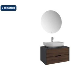 Resim KALE Zero 2.0 80cm Takım Banyo Dolabı Antrasıt/cevız 