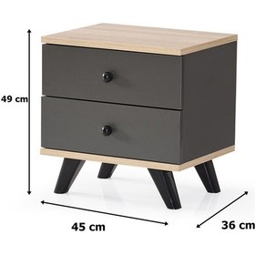 Resim AE-2029 İnci 2 Çekmeceli Antrasit Komodin 49 cm 