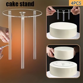 Resim Katmanlı Kekler, Düğünler ve Pişirme için Mükemmel - Şeffaf Bölücüler ve Çubuklarla 4 Parça Yeniden Kullanılabilir Pasta Üst Üste Yığma Seti - Ev İçin Mutfak Gereçleri ve Aksesuarları 