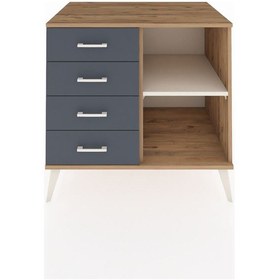 Resim Kronos Şifonyer Tek Raflı 4 Çekmeceli 88x59x80 Çam-aytaşı/antrasit Aytaşı/antrasit 