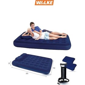 Resim Walke King Çift Kişilik Şişme Yatak Seti (2 Yastık + Pompa Dahil) 203*152*22 CM 2210 Lacivert 