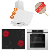 Resim Ferre FryArt&FlowArt Solivra Sessiz Davlumbaz Elektrikli Beyaz Ank. Set (D064-SA + MS263 + QEP63CB) 