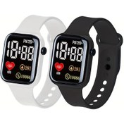 Resim Cloud011 2 Adet Şık Spor Dijital Saat, Silikon Kayış, Karma Renkler, Y1ax3-beyaz+siyah Diğer 