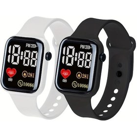 Resim Cloud011 2 Adet Şık Spor Dijital Saat, Silikon Kayış, Karma Renkler, Y1ax3-beyaz+siyah Diğer 