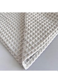 Resim Büyük Kareli Waffle Pike Bornozluk Kumaş 100% Pamuk Bw-08 Gri 