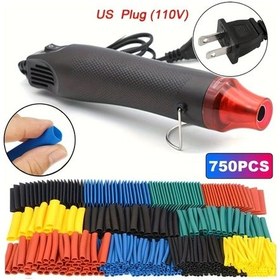 Resim Chuangyinshop 750 Parça Isıyla Küçülen Tüp Seti 300w Mini Sıcak Hava Tabancası 110v Us Plug 