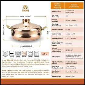 Resim El Dövmesi Derin Karnıyarık Bakır Tencere 26 CM 
