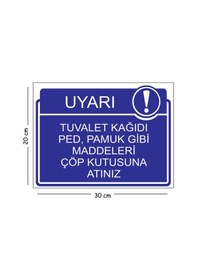 Resim Metal Tuvalet Kağıdı Ped Pamuk Gibi Maddeleri Çöp Kutusuna Atını 20x30 Cm A4 Uyarı İş Güvenliği Levh 