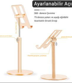 Resim Mühlen Gl083 - Gold Katlanabilir, Taşınabilir Ve Evrensel Telefon/tablet Standı 