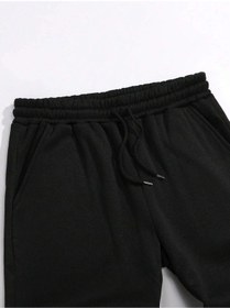 Resim Dinosaur Print Drawstring Waist Eşofman Altı Siyah 