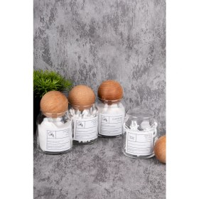 Resim 4'lü 300ML Top Kapaklı Cam Kavanoz, Pamuk, Makya ve Diş Ipi Saklama Kutusu 