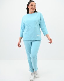 Resim Kadın Büyük Beden Baskı Detaylı Eşofman Takımı 8102-24 - 3XL / Bordo 