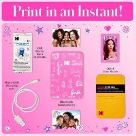 Resim Kodak Step Anında Renkli Fotoğraf Yazıcısı Barbie Signature Printer Siyah 