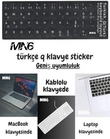 Resim MN6 MTRQ Türkçe Q Klavye Sticker/5 Adet/Silinmez-Laptop Pc Uymlu Türkçe Q Sticker 