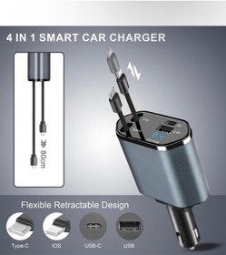Resim Ultra Hızlı 120w 4'ü 1 Arada Ayarlanabilir Araç İçi Hızlı Şarj Cihazı Ios - Android İle Uyumlu 