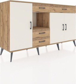 Resim Kronos Konsol 4 Raflı 4 Çekmeceli 3 Kapaklı 176x59x99 Çam-aytaşı/çam Aytası/atlas Çam - Atlas Çam 