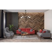 Resim Weltew Home Milano Koltuk Takımı 3+3+1+1 Kırmızı-Gri 