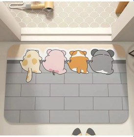 Resim Karikatür Banyo Yumuşak Diatoous Ous Çamur Kat Mat, Banyo Emici 