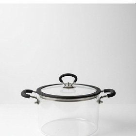 Resim Qerhome Borosilikat Cam Siyah Silikon Detaylı Cam Tencere 3500 Ml 3,5 Lt Ttk Şeffaf 