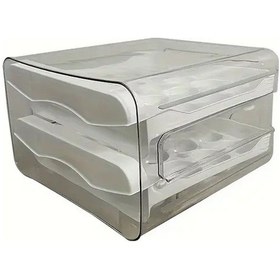 Resim Fochsia Beyaz Çekmeceli Yığınlanabilir Çift Katlı Yumurta Saklama Kabı Buzdolabı Düzenleyici 