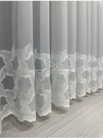 Resim Tül Perde Etek İşleme Hexagon Desen 127565 Ekru 