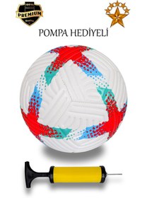 Resim Pompalı Dikişli Futbol Topu Sert Zemin Halı Saha Futbol Topu Kırmızı - Mavi 
