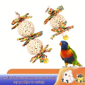 Resim Büyük ve Küçük Kuş Oyuncakları, Renkli Yıkanmış Kağıt, Çanlar ve Çiğnenebilir Dizeler ile Tasarlanmış, Pervazeleri Eğlendirmek ve Streslemektir. 