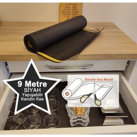 Resim Tekno Trust Yapışabilir Çekmece Düzenleyici / Raf Örtüsü Kaymaz Siyah Antiyel Kumaş 9mt Kendin Kes 
